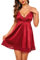 Avidlove Lingerie Femme Lingerie Sexy Babydoll Cami Nuit Dentelle Robe de Nuit Satin Rouge Vin XXL
