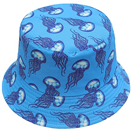 ZLYC Männer Frauen Sommer Fischerhüte Obst Hut, Blaue Medusa, Taglia unica-M