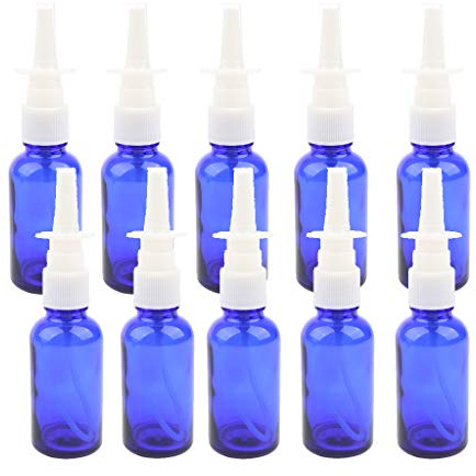 Bulk 10 Stück leere nachfüllbare Nasenspray-Flaschen aus Glas, 30 ml, Blau, 30 ml