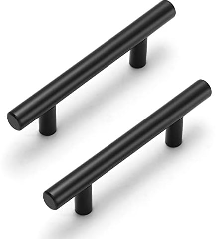 Estmoon 30 Pack Cabinet Handles Matte Black Cabinet Pulls with 3 Inch Hole Center, Stainless Steel Kitchen Cabinet Handles Black Kitchen Handles for Cabinets and Drawers, 76mm Hole Centers