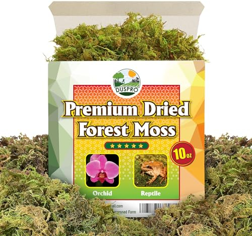 DUSPRO Dried Forest Moss for Potted Plants Orchid Moss Potting Mix Indoor Ideal Moist Repotting Sphagnum Orchid, Terrarium Decor, Natural Reptile Vine (8 Quarts)
