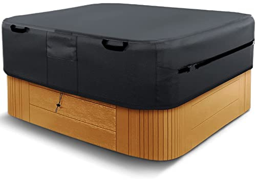 EKQSGLC Whirlpool Abdeckung Wasserdicht, 600D Hot Tub Cover, Spa Abdeckung Winter, Abdeckplane Whirlpool, Whirlpool Schutzhülle Schutz vor Wind UV schützende-Schwarz (230 * 230 * 85cm)