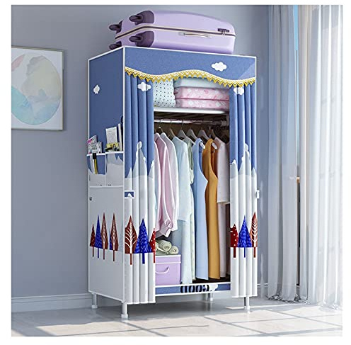 Penderies Repliables Armoire Armoire Carte de rangement Vêtements portables Étagères debout Organisateur Porte-tissu durable avec tiges suspendues et 2 poches latérales Portable Garde-Robe ( Color : B