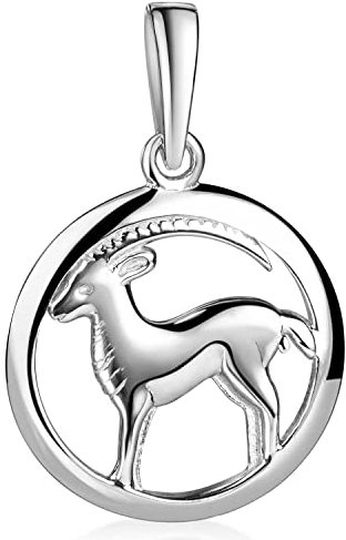 Materia Steinbock Anhänger Silber 925 rund - Sternzeichen Kettenanhänger KA-488