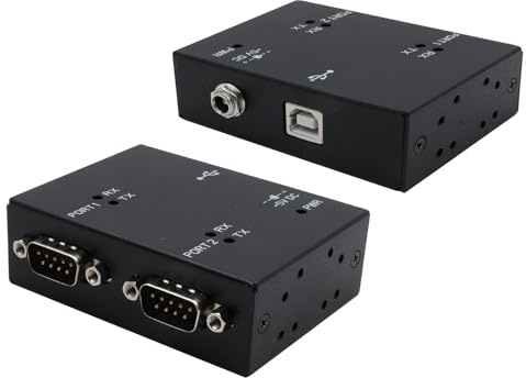EX-13072HM USB 2.0 zu 2 x Seriell RS-232 FTDI Chip-Set Metallgehäuse