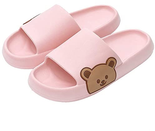 NIBESSER Ciabatte Estive Donna Uomo Ciabatte Nuvola Comode con Suola Spessa Sandali Ciabatte Mare Piscina Antiscivolo Pantofole con Orso Carine da Casa Traspiranti, Rosa, 35/36 EU