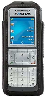 JT Berlin Turnline Ledertasche für das Aastra 630 / 630d / 632d, Mitel 630 / 630D / 632d / 632d2 / 632dt Gürtel-Tasche [Echtleder, 8-Stufen drehbarer Gürtelclip, Handmade in Europe] - schwarz