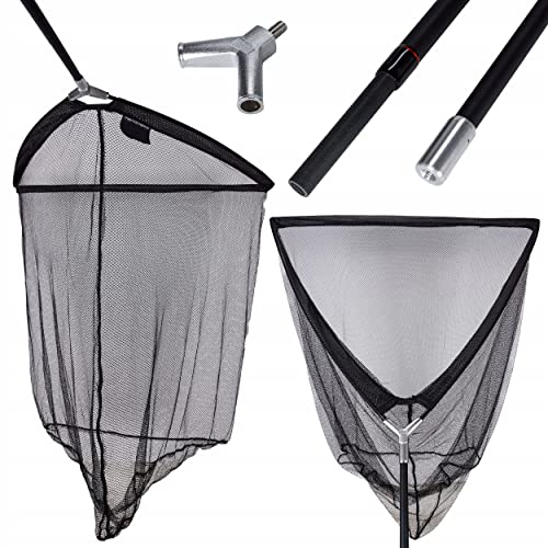 Lot de 2 épuisettes de pêche à la carpe en fibre de verre 2,40 m 100 x 100 cm