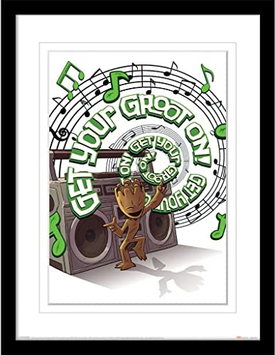 Guardians Of The Galaxy Get Your Groot On Gerahmtes Design, 40 cm x 30 cm (weiß, schwarz, grün), Weiß, Schwarz, Grün, 40 cm x 30 cm