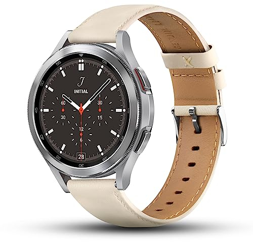 Tuocal 22mm Lederarmband Kompatibel mit Samsung Galaxy Watch 3 / 46mm, Huawei Watch GT 3 46mm / 3 Pro / GT 2, Gear S3 - Echtes Leder Ersatzarmband, Beige