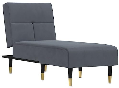 vidaXL Chaiselongue, Recamiere Verstellbar Multifunktional, Relaxliege Sofa Metallbeine, Schlafsofa Gästebett Wohnzimmer, Modern, Dunkelgrau Samt
