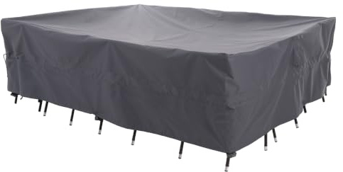 WJ-X3 Große graue robuste Terrassentischabdeckung, 345,4 x 223,5 x 91,4 cm, wasserdicht, windabweisend, lichtbeständig, ideal für Sektionalmöbel im Freien