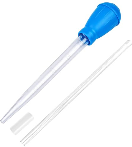 IAFVKAI Aquarium Multifunction Dropper Pipette Manual Cleaner Water Changer Cleaning Tool Siphon Dropper Remover 30ml Coral Feeder Waste Cleaner for Fish Tank with Extension Tube (Blue)