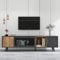 BTM TV stand Cabinet, 200x40x55.5 cm, Dark Wood TV Cabinet with Storage, Unique Grey Grain and Woodgrain, Suitable for a 90-inch TV set