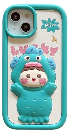 QoKcoahn Case for iPhone 11,Kawaii Phone Cases 3D Cartoon Cases Cute Funny Ugly Fish Girl Soft Silicone Rubber Shockproof Protective Case Women Girls fo