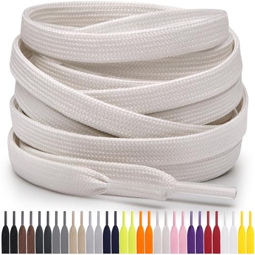 Miscly Cordones Planos para Zapatillas, Disponibles en Varias Tallas y Colores (Blanco Roto, 69 cm)
