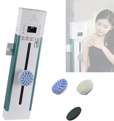Intelligent Back Scrubbers, Wall-mounted Electric Back Scrubber, Intelligent Back Rub and Shower Brush, Wall-mounted Electric Back Scrubber, 360° Automatic Rota-Tion Deap Clean Skin (Color : Green wh