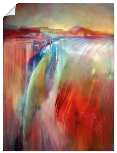 ARTLAND Poster Kunstdruck Wandposter Bild ohne Rahmen 60x80 cm Hochformat Abstrakte Kunst Traum Landschaften Dorf Wasserfall Wasser Licht Farbe U4UM