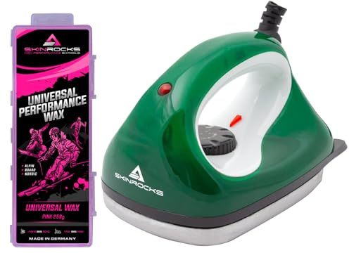 SkinRocks Skiwachs Set 2-teilig Bügeleisen Universal Ski Wax Alpin Nordic Board