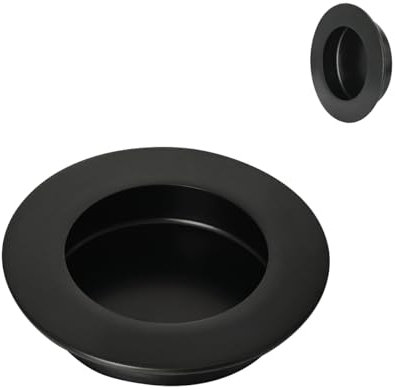 HOMOTEK Paquete de 2 manijas redondas para puerta corredera de armario de 65 mm de diámetro, tiradores de bolsillo empotrados, manijas de puerta de derivación empotradas, juego de tiradores de puerta