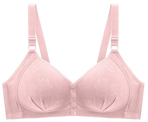 OIUHJN Women Bra Front Side Buckle Lace Edge No Steel Ring Movement Seamless Gathering Adjustment Yoga Sleep Large Bra Bikini Top, Rose Gold, 14