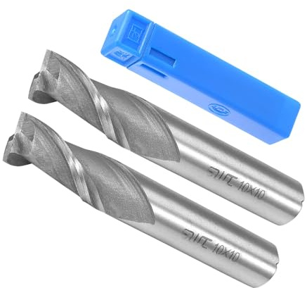 CoCud Fresas Extremo en Espiral 2 Flauta, Diámetro 10mm, Longitud 22mm | Cortador de Fresasdo Recto de Acero de Alta Velocidad con Estuche de Almacenamiento, 2 Pcs