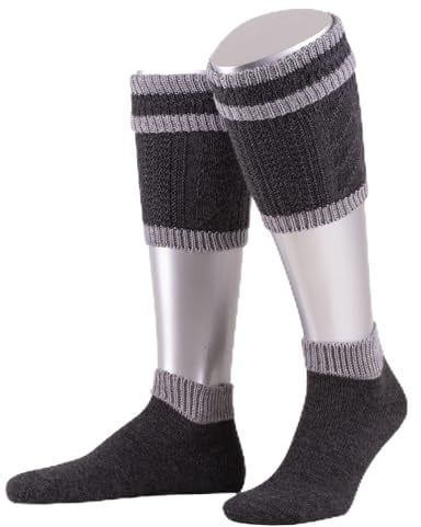 Lusana Loferl-Set 2-teilig spezielle Strickung Superwash L479, Größe:44-45, Farbe:anthrazit/mittelgrau (0203)