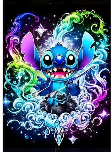 CLYCTIP DIY Diamond Painting, Stitch Diamond Art Painting Kits for Adults, Embroidery Pictures Arts Crafts for Beginner,Anime Set for Wall Decoration, 30 x 40 cm