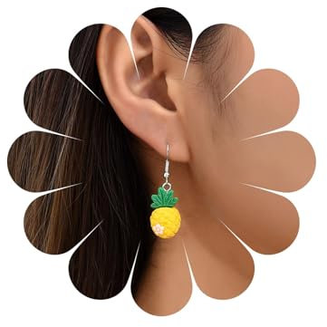 Xmsrn Vintage Gelbe Ananas Baumeln Ohrringe Acryl Ananas Tropfen Ohrringe Harz Ananas Haken Baumeln Ohrringe Niedlich Obst Ohrstecker Schmuck Für Frauen Und Mädchen