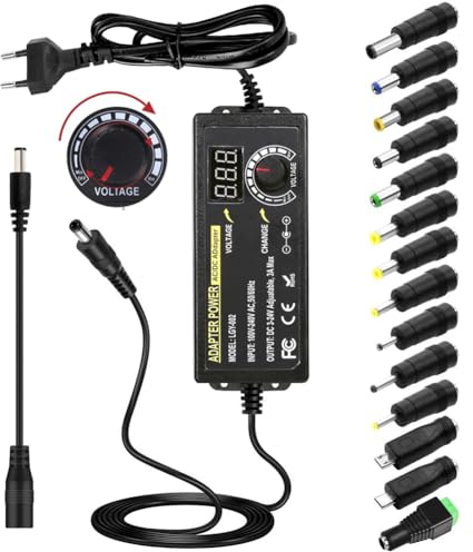 3V-24V Einstellbares Netzteil Universal Netzteiladapter 3A 72W Verstellbarer Netzadapter 100V-240V AC to DC mit LED Spannungsanzeige und 5,5x2,5mm 14 Tipps für Haushaltselektronik, DC Motor 3A Max