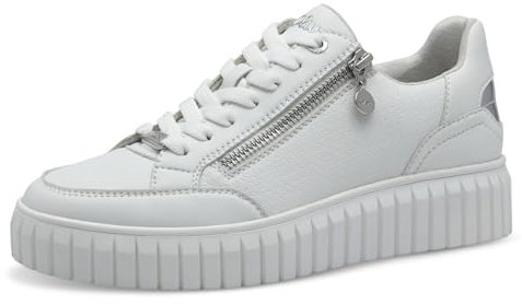 s.Oliver Damen Plateau Sneaker mit Reißverschluss Vegan, Weiß (White Comb.), 41 EU