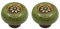 HDJNal Lot de 2 boutons en céramique – Boutons de porte d'armoire de cuisine de forme ronde vintage pour meubles et tiroirs – Vintage shabby chic (32 mm de diamètre, vert bronze)