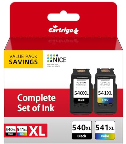 CARTRIGO 540 541 Patronen Kompatibel für Canon Druckerpatronen 540 541, 540XL 541XL Multipack für Pixma MG4250 TS5150 MG3650 MG3550 MG3650s MX475 (Schwarz & Farbe, 2er-Pack)