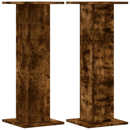 vidaXL Supports de Haut-parleurs 2 pcs chêne fumé Bois d'ingénierie, Support d'enceinte, Support d'enceinte de Bureau, Support d'enceinte HiFi