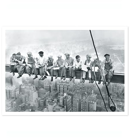 Poster Lunch Atop A Skyscraper, Schwarz-Weiß, Vintage-Fotografie-Druck, minimalistisch, moderne Innendekoration, archivarisch, matt, A3 (nur Druck), 42 x 29,7 cm