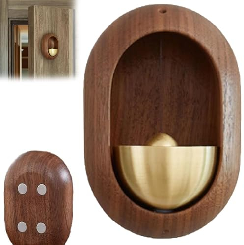 PGSLPH Feylona Door Chime, Feylona Chime, Shopkeepers Bell for Door Opening, Wooden Door Chime, Decorative Magnetic Door Bell, Small Doorbell (Oval)