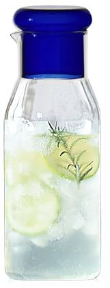 MISNODE Carafe à Eau de Chevet, Pichet à Eau de Nuit Moderne avec Tasse en Verre, Ensemble de Carafe à Eau en Verre avec Couvercle, Carafe à Eau de Chevet et Ensembl (Bleu)