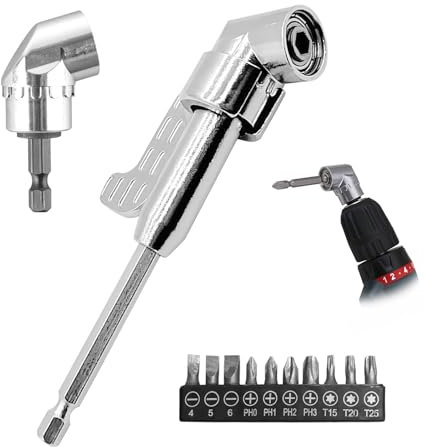 LUHOCIY12 Pièces Renvoi d'angle Perceuse, Renvoie d Angle pour Visseuse, Adaptateur Perceuse Angle pour la Construction Avec Tournevis, Combinaison de Matériaux Robustes et Durables