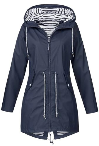 KOG Übergangsjacke Damen Regenjacke Wasserdicht Regenmantel Windbreaker mit Kapuze Fahrradjacke Regencape Regenjacken Windjacke Wanderjacke Outdoor Jacken Meine Bestellungen Anzeigen Marine M