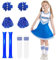 SERTAS Cheerleader Kostüm Kinder,Faschingskostüme Kinder Cheerleading Kostüm Mädchen Cheer Uniformen Cheerleader Outfit für Karneval Halloween Fasching (Blau, 150)