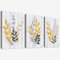 3 Pcs Fiore di foglie gialle Stampa su tela Con Cornice Foglie di ulivo grigio e senape Pittura Quadri su tela Quadri Moderni Camera da Letto Soggiorno Decorazioni Murale 90x40cm(12x16x3pcs)