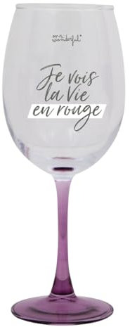 Mr. Wonderful - Verre à vin - Je vois la vie en rouge - Verre à vin avec message - Réalisé en verre - Capacité : 47 cl.