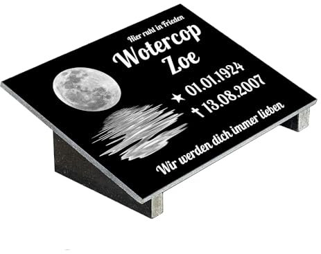 Grabplatte mit Inschrift aus Granit, personalisierbar Gedenktafel für Urnengrab, Grabstein für 1-2 Pers., Urnengrabstein N24 (20x30cm mit Stützen)