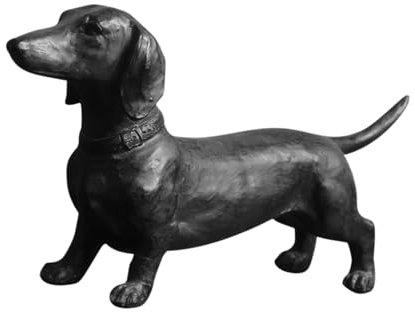 TOWARDSNAN Harze Stehen Hundskulptur Figur Dackel Statue Tierfigur Ornament Für Garten Rasendekorationen Freien