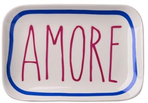 Gift Company Love Plates, Deko-Teller M, Porzellan, Motiv: Amore, weiß, 15,5x2x10,5cm