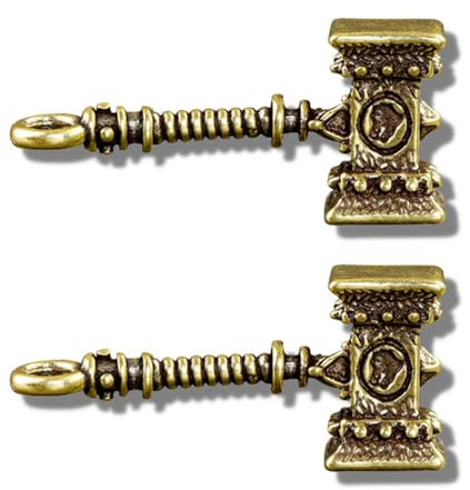 CEHJZQRPL A pair of brass creative domineering Thor's hammer keychain pendant handicraft collection