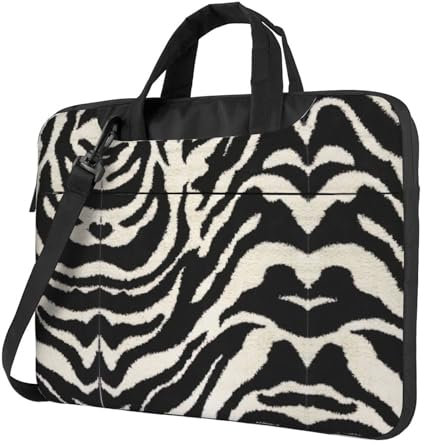 Zebra Animal - Maletín bandolera para ordenador portátil, ultradelgado, de un solo hombro, para negocios, informal, Black, 14 inch