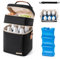 BABEYER Breastmilk Cooler Bag with Ice Pack Fits 6 Baby Bottles Up to 9 Ounce, Double Deck Leak-Proof Baby Bottles Bag with Shoulder Strap for Nursing & Working Mom, Black