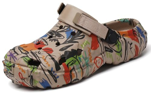 Meidiastra Sabots de Jardin Homme Été – Clogs Légers Graffiti en EVA – Chaussures Antidérapantes Confortables pour Plage Maison Hôpital Jardinage