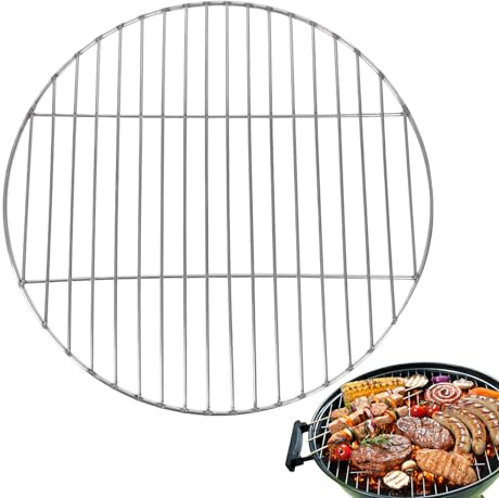 Grillrost Grillgitter Edelstahl Rund 38 cm BBQ Gitter Backblech Für Holzkohlekessel Grills Für Camping, Picknick, Garten